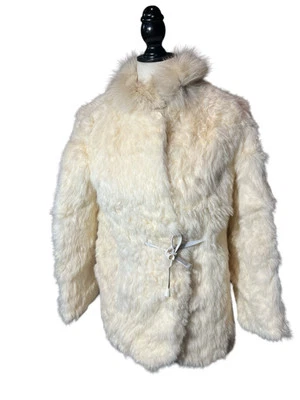 Vintage Rabbit Fur Coat Size Small Cream/Beige Colored - Image 1 of 4