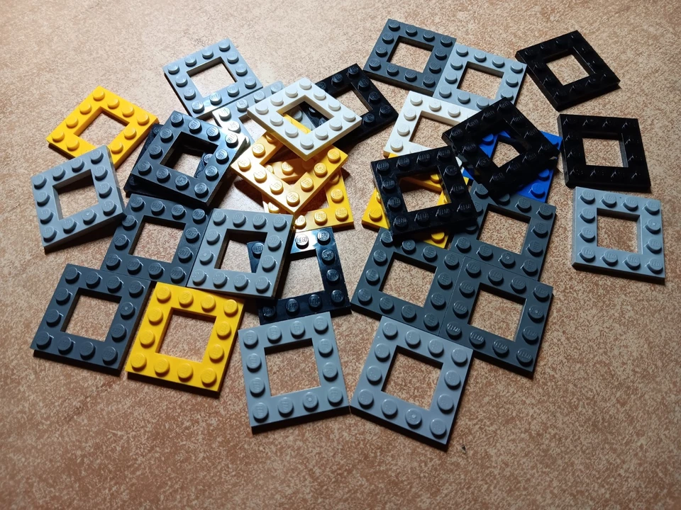 LEGO BULK LOT 30 SQUARE PLATES 4X4 WITH 2X2 OPEN CENTER MIXED COLORS #64799 - Image 1 of 1