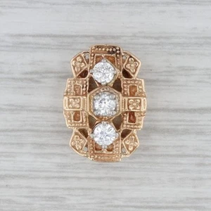 0.37ctw Diamante 3-Stone Deslizar Pulsera Charm 14k Oro Amarillo Vintage - Imagen 1 de 5