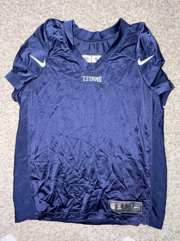 Camiseta de práctica emitida por el equipo Tennessee Titans Nike malla azul en blanco para hombre 50 RARA Foto 1 de 4