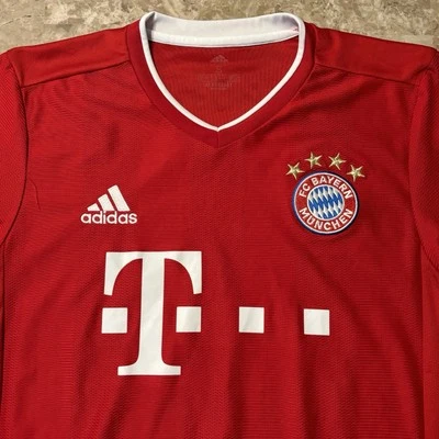 Camiseta masculina Bayern Munich pequena 2020 2021 casa futebol Adidas em branco - Imagem 1 de 4