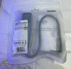 LINDY USB 3.0 HUB AND ETHERNET CONVERTER 3 PORT HUB GIGABIT ETHERNET #104 - Picture 1 of 3