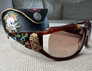 Ed Hardy Sonnenbrille EHS035 62-16 115 Schildpatt mit EHS 044 Etui Vintage - Bild 1 von 14