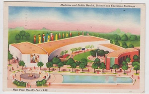 1939 New York Worlds Fair Science Education Buildings Postcard Linen - Picture 1 of 2