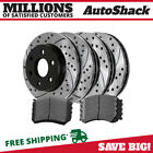 Front & Rear Drilled Slotted Brake Rotors Black & Pads for 2000-2006 GMC Yukon