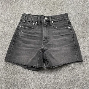 Madewell Shorts Adult 23 Black Denim Relaxed Mid Length 4 in Cutoffs Ladies - Picture 1 of 9