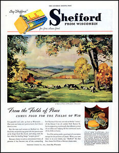 1943 Wisconsin Dairyland Shefford Cheese Co. Green Bay retro art print ad  LA28
