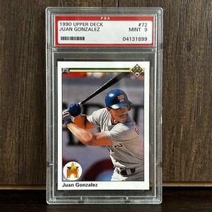 JUAN GONZALEZ PSA 9 ESTRELLAS NOVATO 1990 CUBIERTA SUPERIOR #72 TEXAS RANGERS FUTURE HOF - Imagen 1 de 2