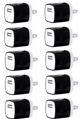 Adaptador de alimentação USB 10x 1A carregador de parede CA residencial plugue EUA para iPhone 6 7 8 X 11 - Imagem 1 de 4