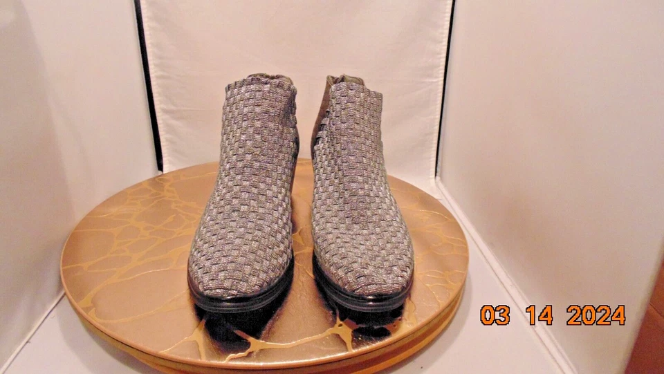 STEVEN by Steve Madden Penga Gray/Pewter Woven Ankle Bootie Size 8.5 Women - Imagem 1 de 4