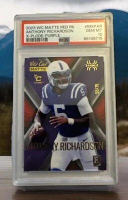 2023 Wildcard Matte Anthony Richardson Rookie X-Plode Purple /75 PSA 10 - Image 1 of 2