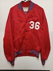 Vintage DeLong Sportswear Satin Jacket Size xl red and blue Nylon Button Up