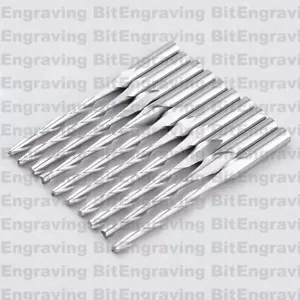 10x1/8'' Carbide Two Flute Spiral Bit CED 2mm CEL 22mm - Picture 1 of 1