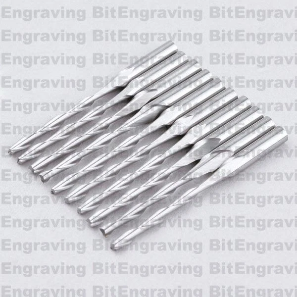 10x1/8'' Carbide Two Flute Spiral Bit CED 2mm CEL 22mm - Image 1 of 1