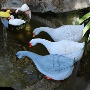 1PC Resin Cute Goose Duck Sculpture Statue Garden Decor Figurine Ornaments - Picture 1 of 21