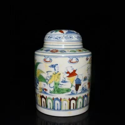 6.8  China Antique Ming Dynasty Chenghua Mark Porcelain Infant Play Tea Caddy • 626.51$