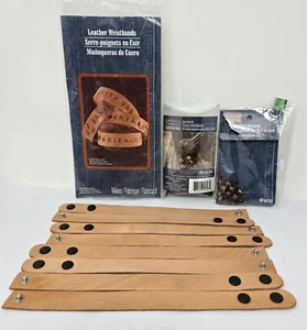 8 Leather Wristbands ~9" +Stud Tool & Hardware -Craft Summer Scout Merit Badge - Picture 1 of 10