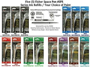 Five (5) Fisher Space Pen SPR Series Ink Cartridges / Your Choice of Colors - Picture 1 of 11