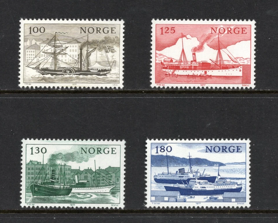 R5869 Норвегия 1977 прибрежные корабли 4v.   Как новые без наклеек и следов - Изображение 1 из 1