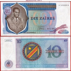 REPÚBLICA DEL CONGO 10 ZAIRES 30 6 1971 P 15 XF+ envío gratis a partir de 100$ - Imagen 1 de 6