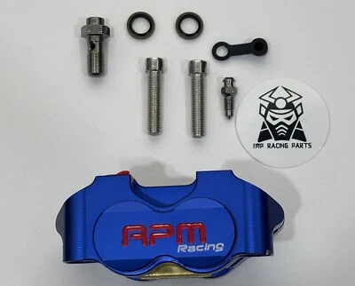 PINZA DE FRENO SCOOTER RACING 4 PISTONES RPM JOG ZUMA DIO 82 MM AZUL Foto 1 de 3