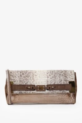 Escada Embossed Leather Faux Alligator Skin Shoulder Bag, One Size — 第 1/4 张图片