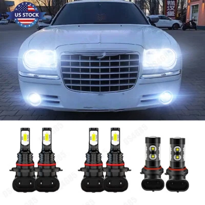 For Chrysler 300 2005-2010 6pcs LED Headlights+Fog Lights Bulbs 6000K White - Image 1 of 4