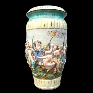 Antique Capodimonte Umbrella Stand With Raised Relief Roman Figural Design - Picture 1 of 9