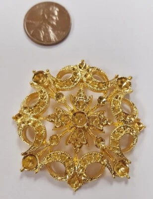 Copo de nieve vintage de diamantes de imitación chapado en oro 52 mm. Hallazgo - Joyería hágalo usted mismo E288 Foto 1 de 3