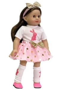 Easter Outfit, Sparkling Pink Bunny Easter Tutu Outfit, for 18-inch Dolls - Picture 1 of 4