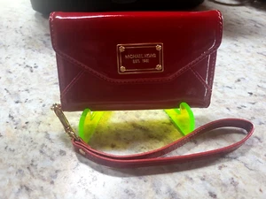 Michael Kors Small Red Patent Leather Wristlet Wallet Cell Phone Case - Picture 1 of 9