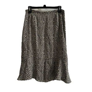 Harold's 100 % Seide gefütterter Rock Größe 10 braun Kieselmuster knielang A-Linie - Bild 1 von 5