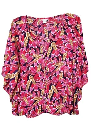 Блузка кимоно Ariat Luna туника с перьевым принтом с v-образным вырезом рукав размер XL легкая - Изображение 1 из 4