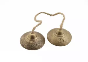 Cymbales Tinghsa Chappa Modèle Ancien en Laiton Om Gravé 410 gr. # 7124 AB3 - Imagen 1 de 1