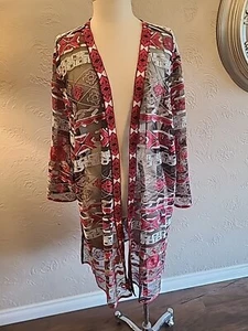 Catherine's 3X Tribal WOW Art to Wear Mesh Lace Embroidered Boho Cardigan New - Picture 1 of 8