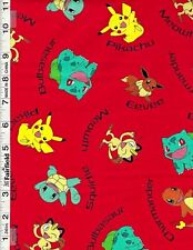 Red Pokemon Character Names Allover by Robert Kaufman Fabrics bty