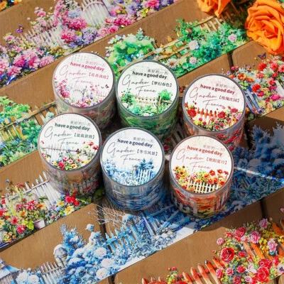Flor Jardín Cerca PET Cinta Enmascaradora Diarios Álbum Tarjeta Decorativa Hágalo Usted Mismo Pegatinas Foto 1 de 4