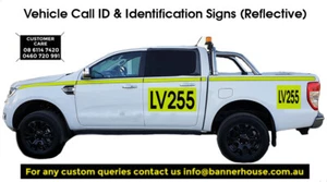 Hi-Vis Vehicle Call ID Sign- Green Base/Black Text (Magnetic and Self-Adhesive) - Picture 1 of 4