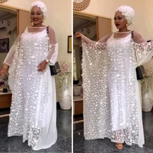 Maxi Vestido de Noche Africano Bordado de Encaje para Mujer Dashiki Kaftan Dubai Abaya Vestido - Imagen 1 de 19