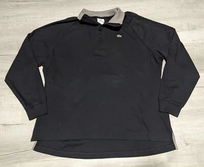 Lacoste Sweater Adult 8 Black Ribbed 1/4 Quarter Zip Long Sleeve Men's XXXL 3XL - Image 1 of 4
