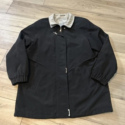 Croft & Barrow Rain Coat Black Full Zip 3/4 Vented Gorpcore Outdoors Travel L - Image 1 of 4