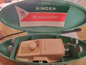 VINTAGE 1960's Singer Buttonholer With Green Case w/ Attachments Vtg Sewing - Picture 1 of 2