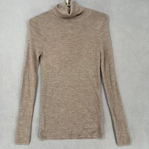 Jersey ligero Uniqlo Top para mujer mediano marrón acanalado cuello alto manga larga - Imagen 1 de 14