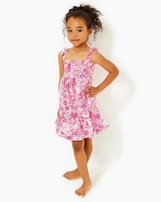 Lilly Pulitzer Girls Mini Kailua Dress Smocked Printed Sleeveless Bow S 281164 - Image 1 of 4