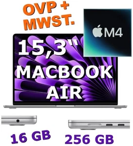 ✅ Apple MacBook AIR 15,3" M4💥 16GB ☑️ 256GB, silber, OVP ✅ MW1G3D/A, Rg.-MwSt. - Bild 1 von 3