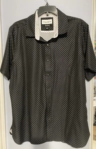 NWOT Men's Size L Large Thomas Sterling Button Down Short Sleeve Black Shirt - Picture 1 of 8