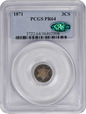 1871 Three Cent Silver PR64 PCGS (CAC) - Image 1 of 4