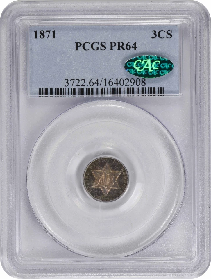 1871 Three Cent Silver PR64 PCGS (CAC) - Image 1 of 4