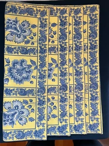 Set Of 4 April Cornell Yellow Blue French Country Floral Cotton Placemats READ - Picture 1 of 7