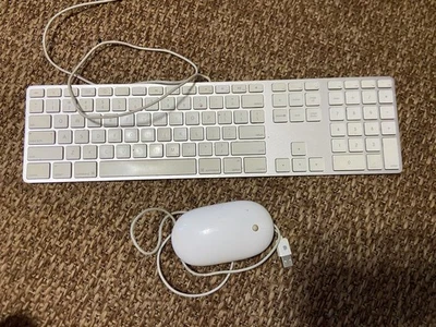 Apple Keyboard A1243 Wired USB Full Size Mac Keypad Mouse A1152 Set UNTESTED - Image 1 of 4